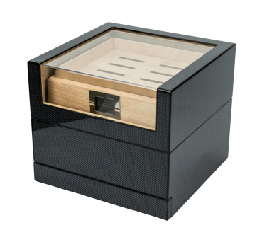 Humidor "Carbon mit Acryltop" für ca. 50 Zigarren